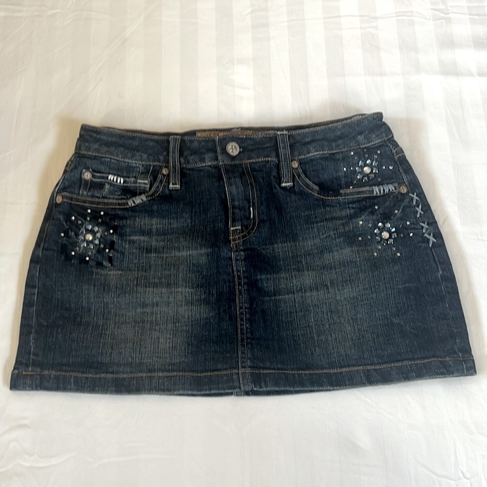Vintage Y2K Papaya denim MINI skirt. Amazing detail!